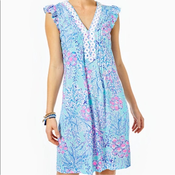 Lilly Pulitzer Joan Tunic Dress SZ S Blue Ibiza Now You Sea Me - Picture 2 of 15